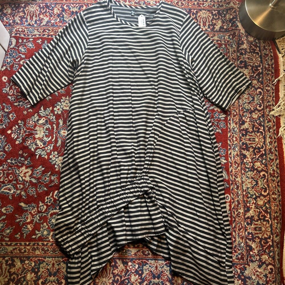 Jane Mohr Dress To Kill Striped Lagenlook Multi Tiers Modern Chic Dress OSFA